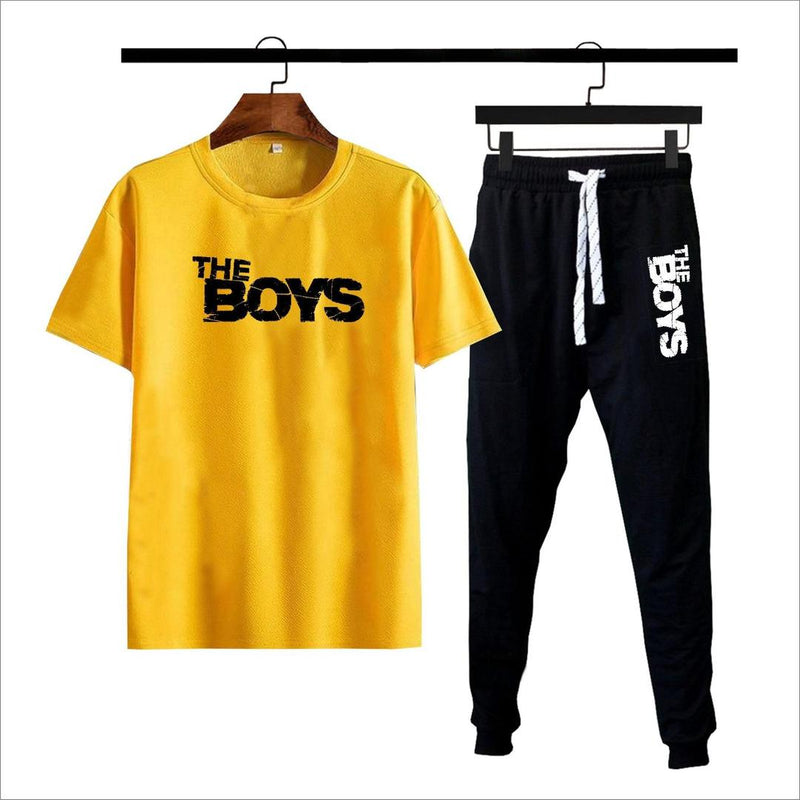 2 Pcs Men's Cotton Jersey Printed Track Suit