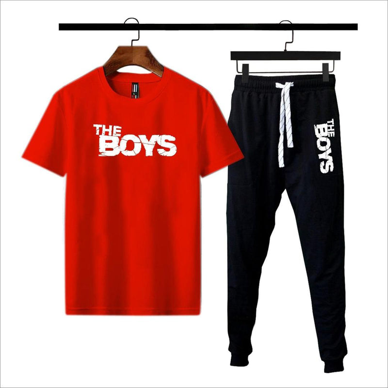 2 Pcs Men's Cotton Jersey Printed Track Suit